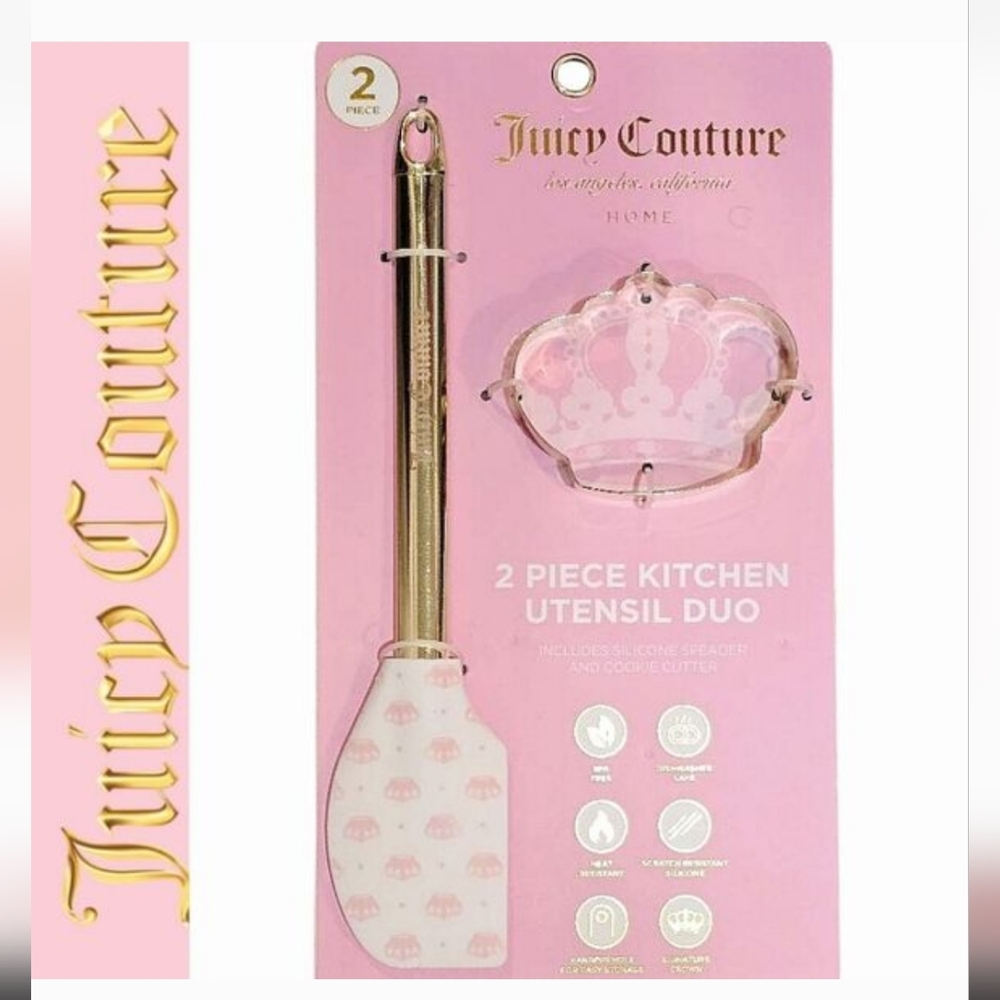 Juicy Couture Gold Crown Cookie Cutter Spatula Cooking Baking Utensils Duo Y2K